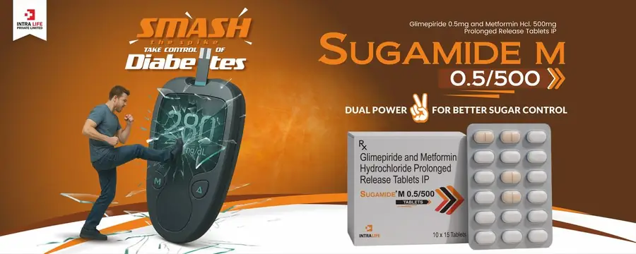 Sugamide M 0.5/500 Diabetes - Intra Life PCD pharma franchise product banner