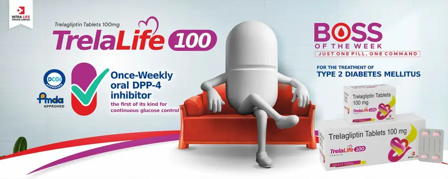 TrelaLife 100 Type 2 diabetes - Intra Life PCD pharma franchise product banner